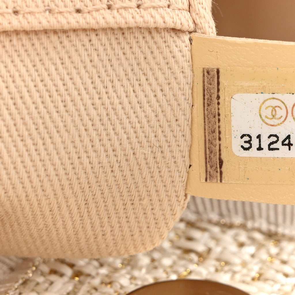 Lurex Boucle Mini Deauville Tote White