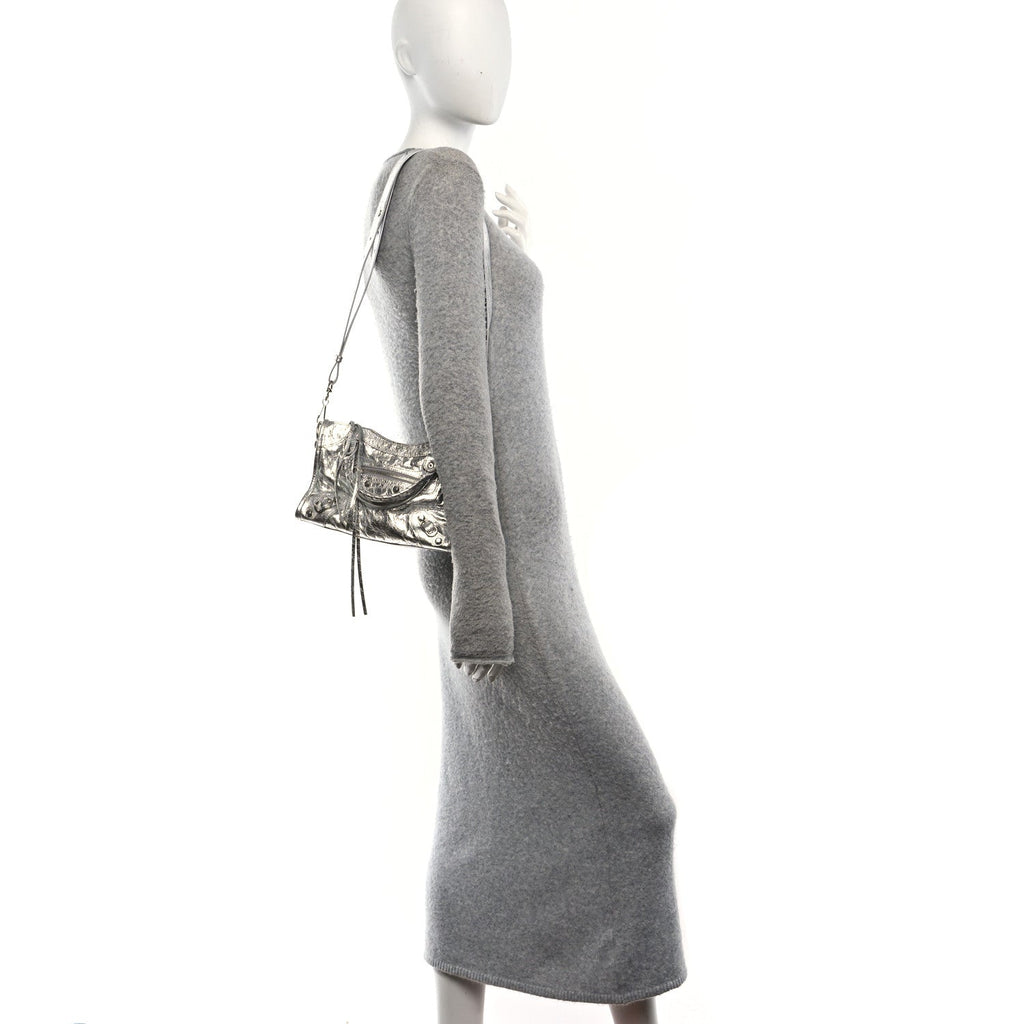 Metallized Arena Lambskin Classic Silver Hardware Le City Mini Silver