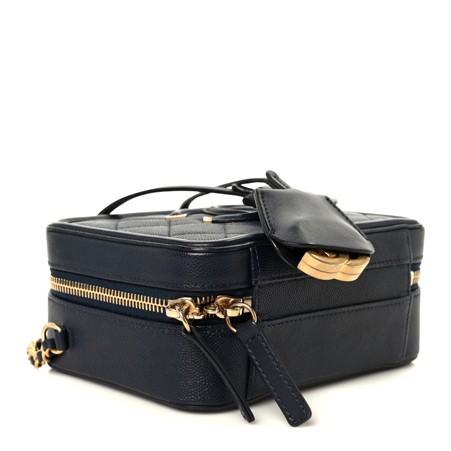 Caviar Quilted Small CC Filigree Vanity Case Navy
