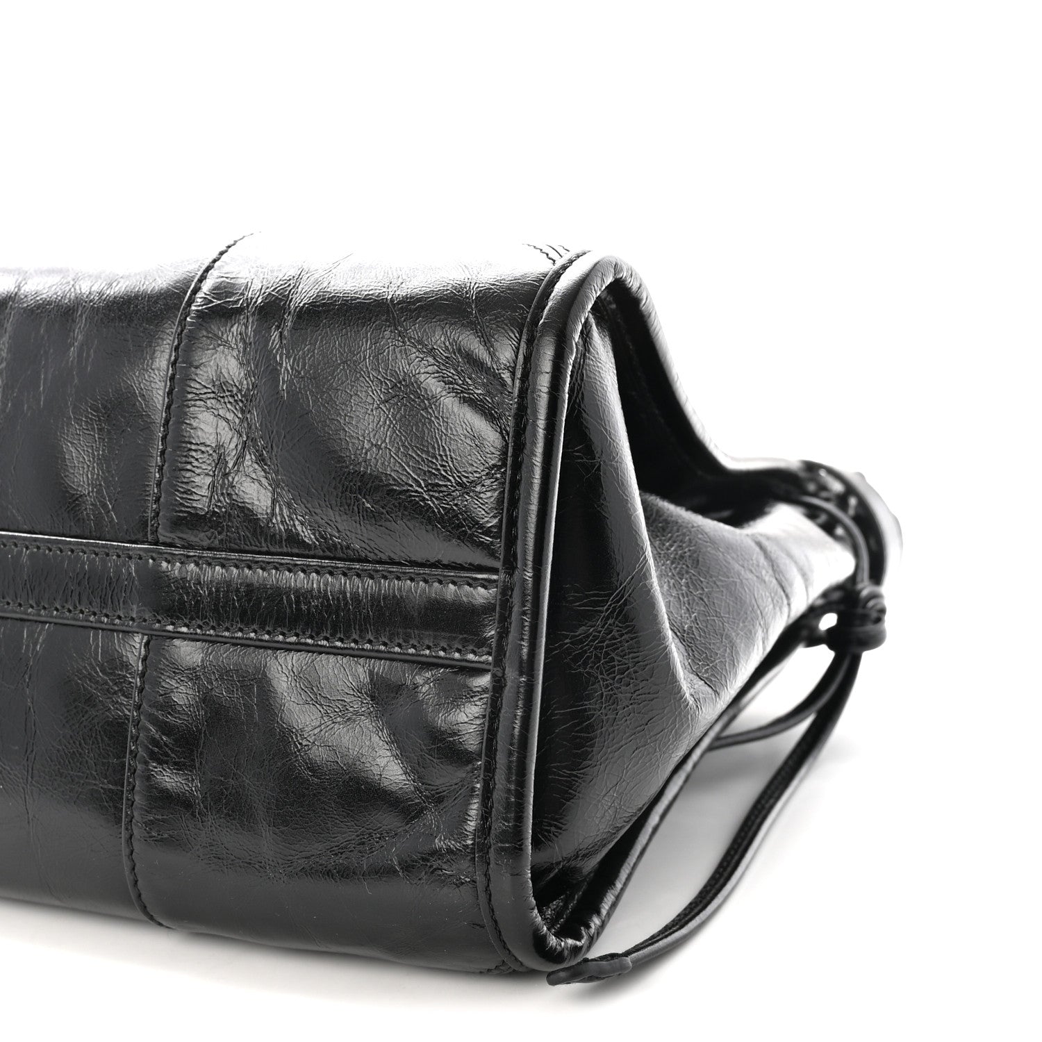 Glossy Calfskin Triangle Large Bonnie Shoulder Bag Black