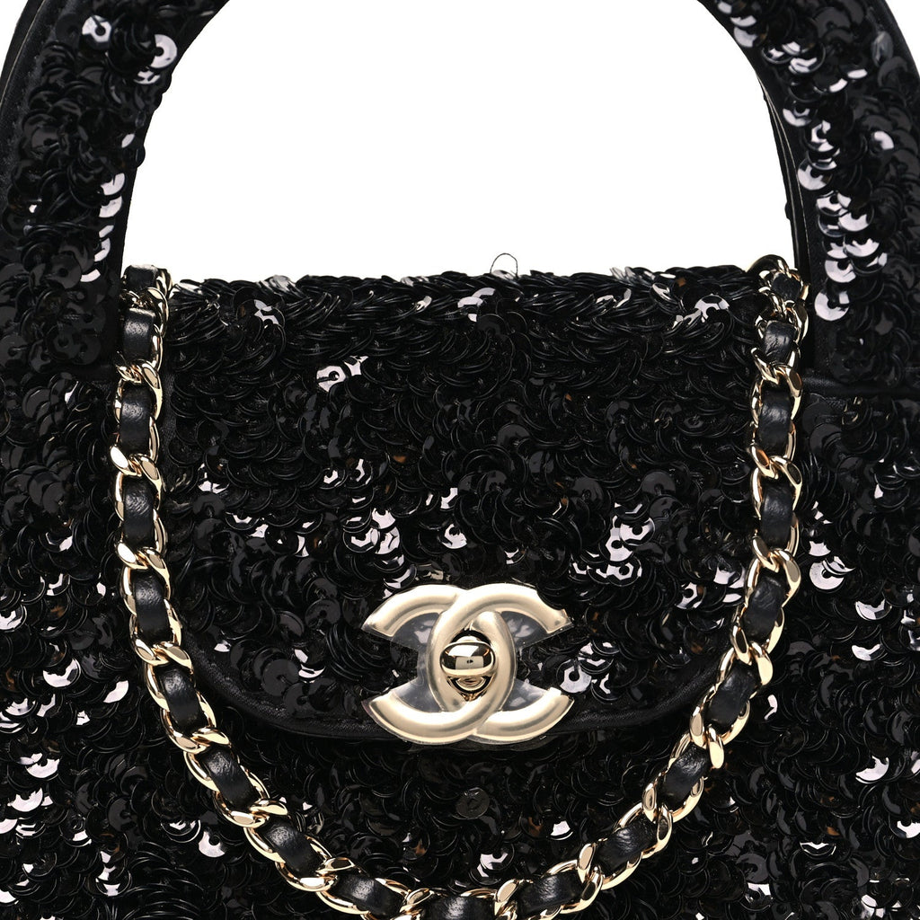 Sequin Nano Kelly Shopper Black
