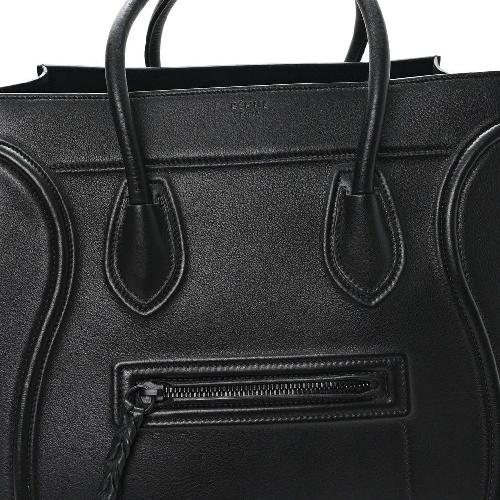Grained Calfskin Medium Phantom Luggage Black
