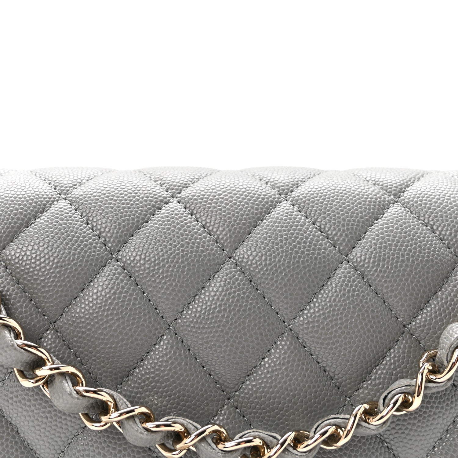 Caviar Quilted Medium Double Flap Grey