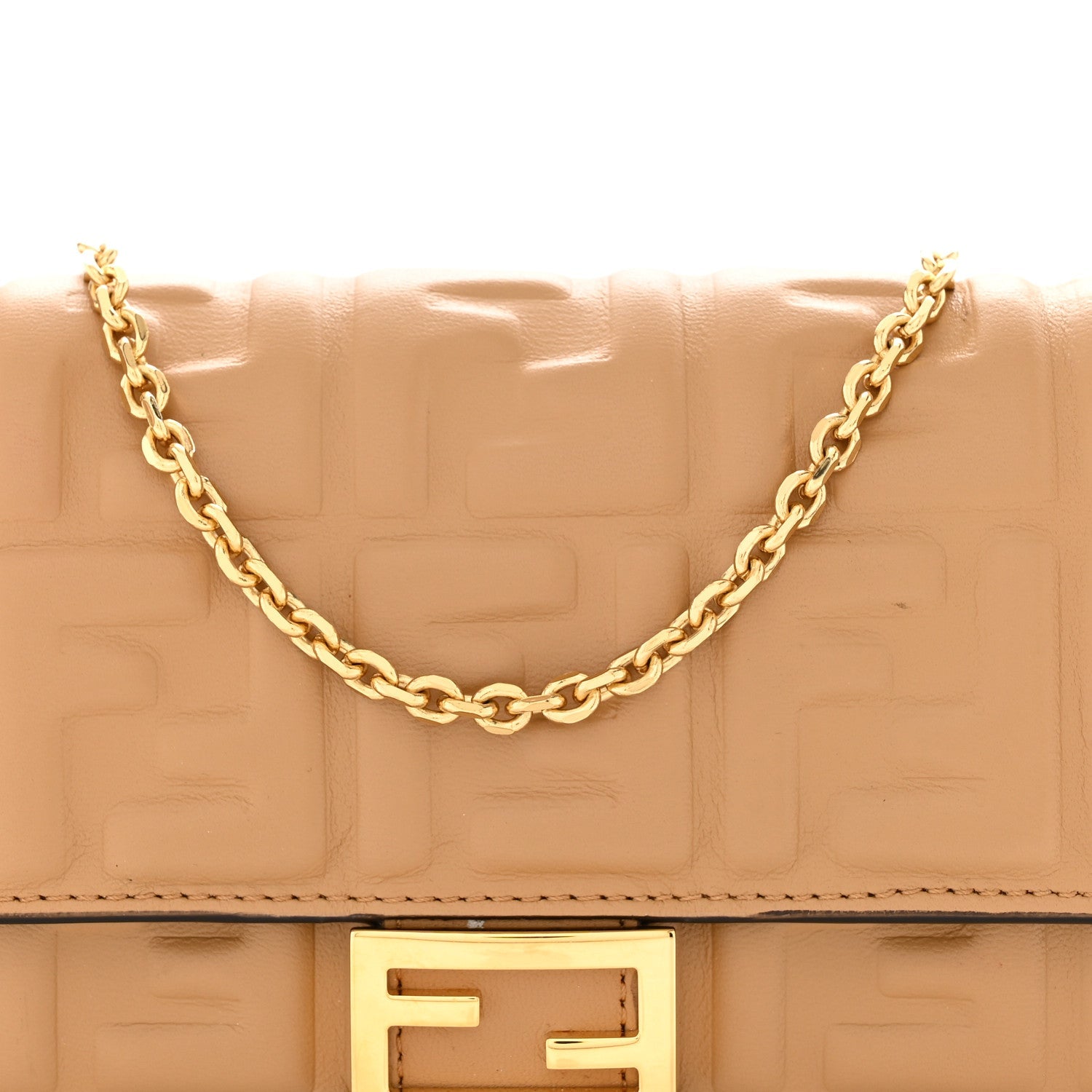 Nappa Matisse FF Embossed Continental Wallet On Chain Miele Scuro