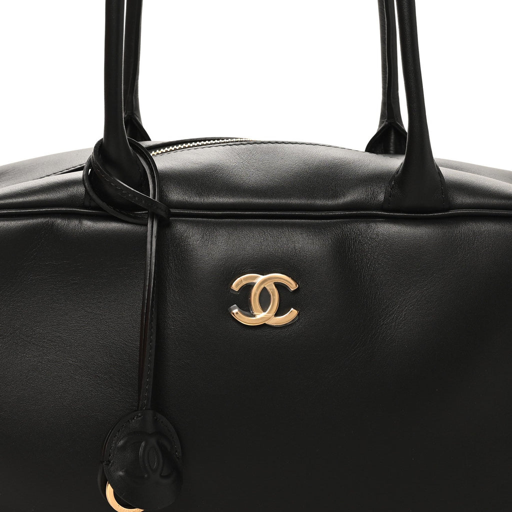 Calfskin Large Perfect Bowling Bag Black