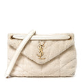Boucle Tweed Quilted Small Loulou Puffer Monogram Chain Satchel Crema Soft