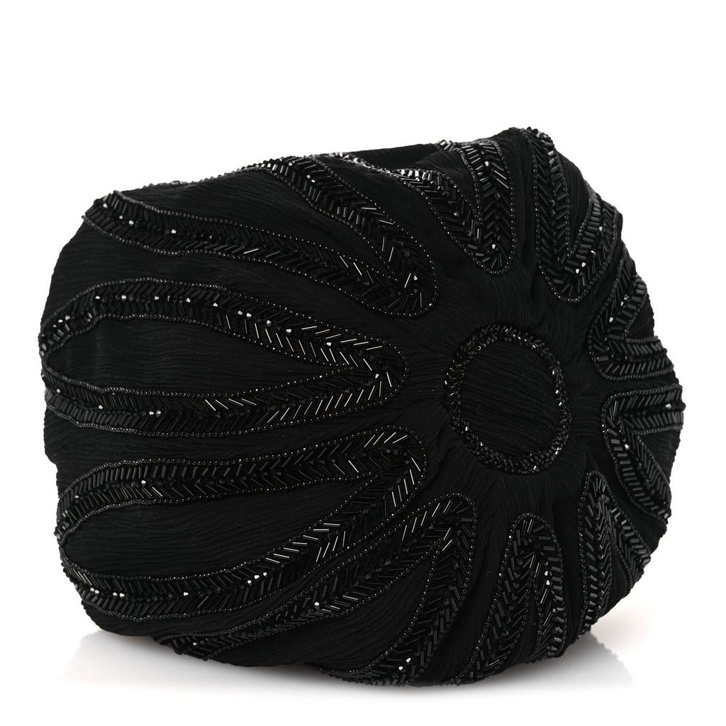 Chiffron Beaded Pochon Souple Bag Black