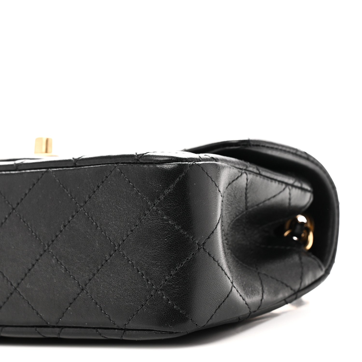 Lambskin Quilted Mini Rectangular Pearl Crush Flap Black