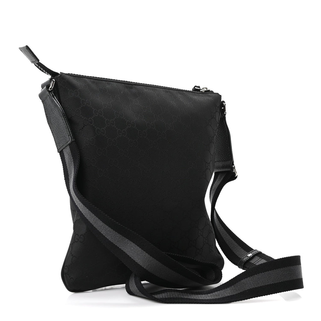Nylon Monogram Small Flat Messenger Bag Black