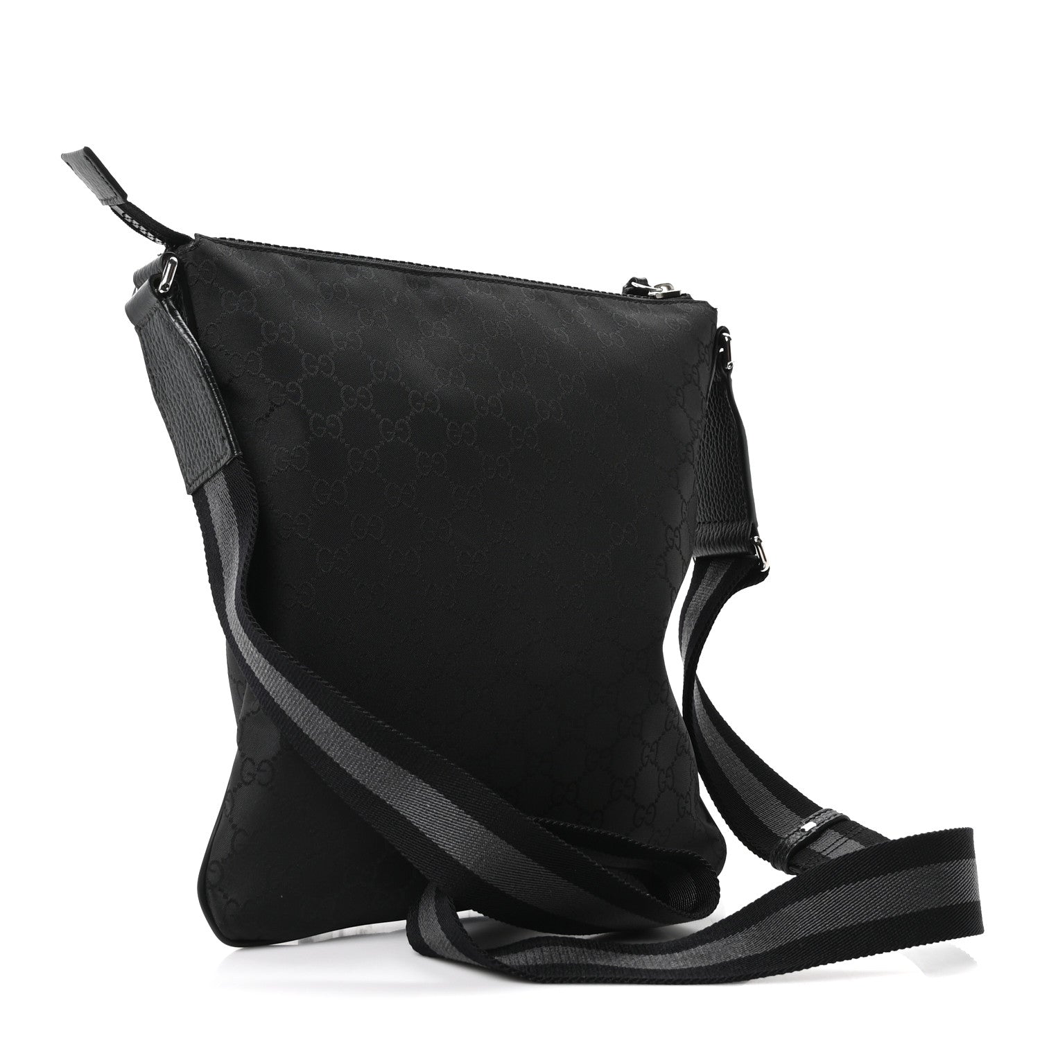 Nylon Monogram Small Flat Messenger Bag Black