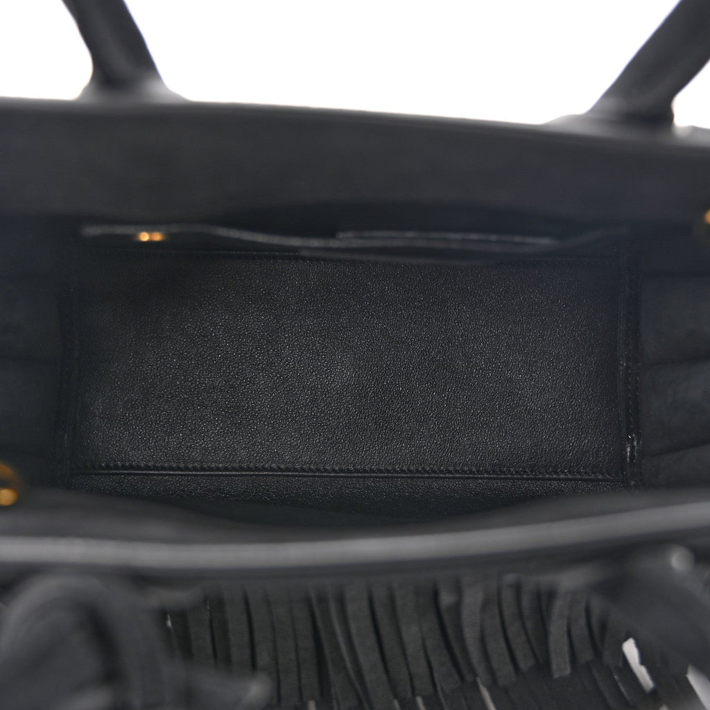 Suede Fringe Nano Sac De Jour Black