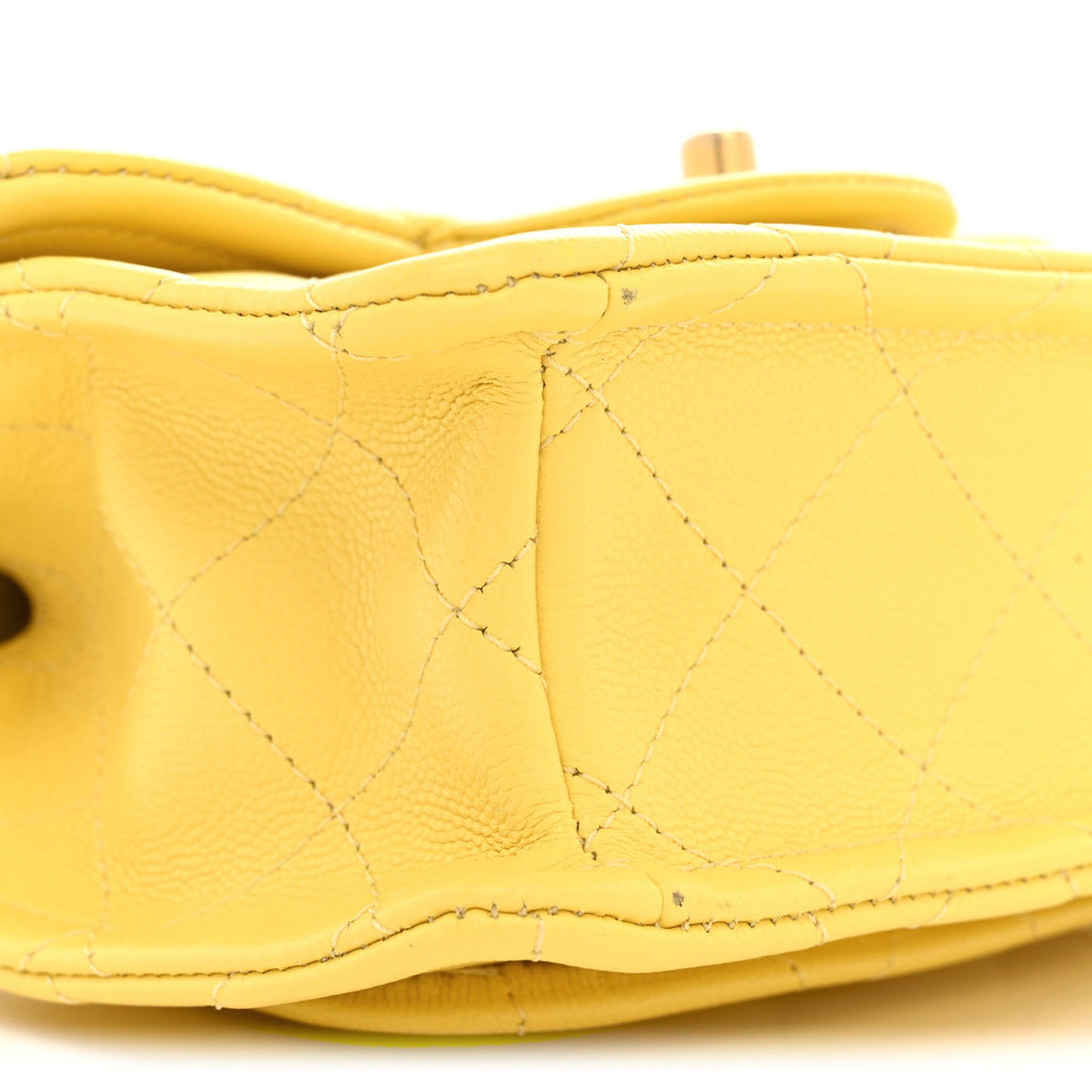 Caviar Quilted Mini Sweet Classic Flap Yellow