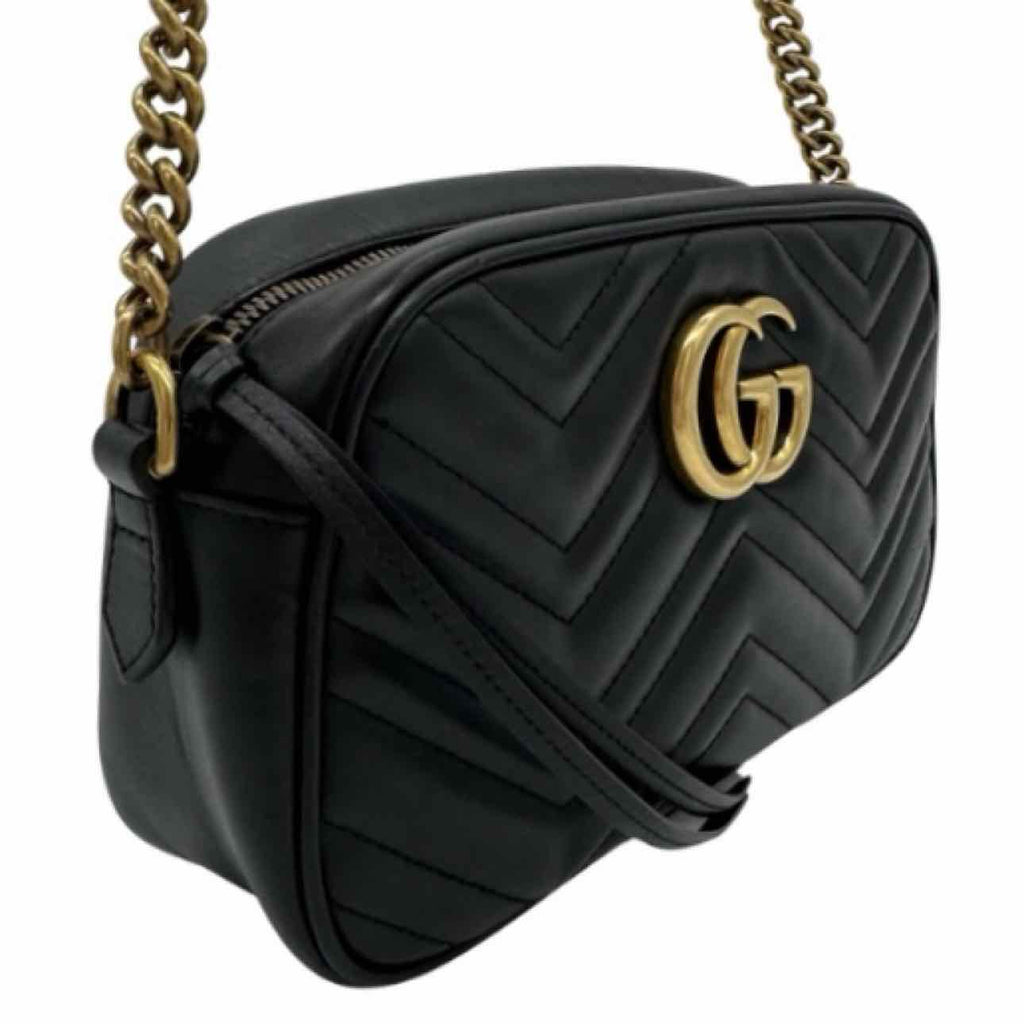 GUCCI Matelasse Chevron Marmont Small Crossbody Black