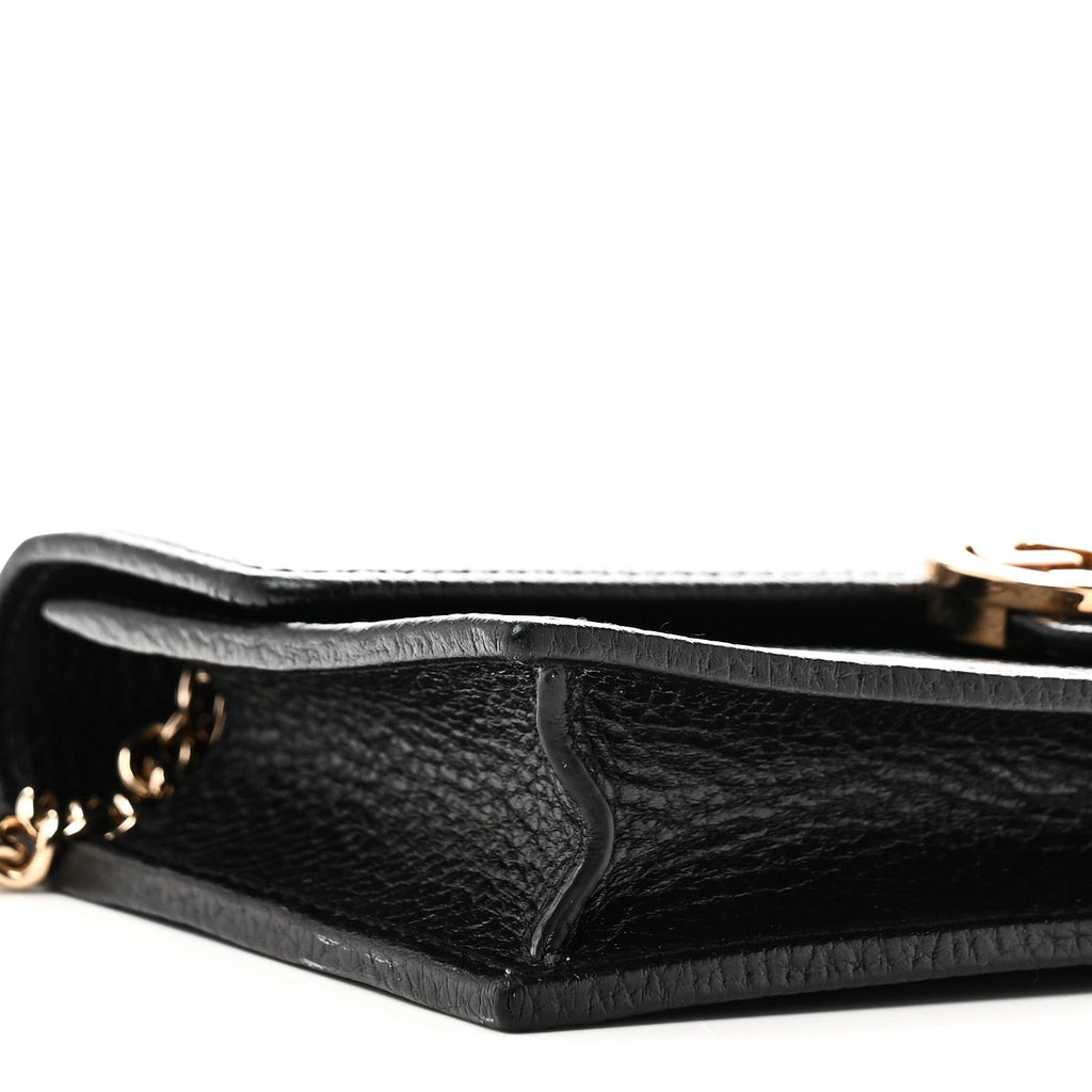 Dollar Calfskin Interlocking G Chain Wallet Black
