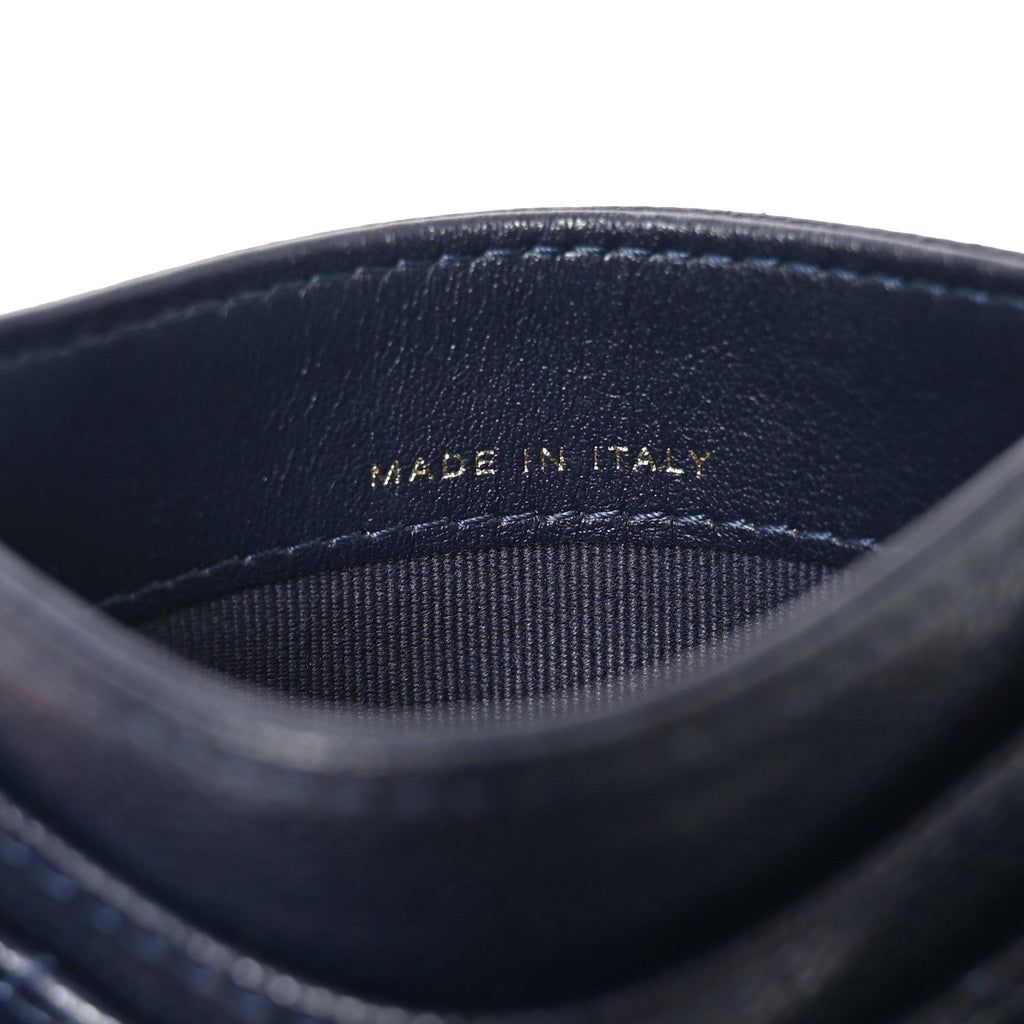 Caviar Quilted Card Holder Navy