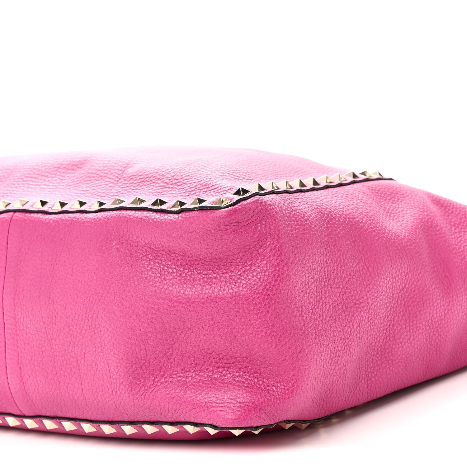 Grained Calfskin Medium Rockstud Reversible Tote Black Rose Violet