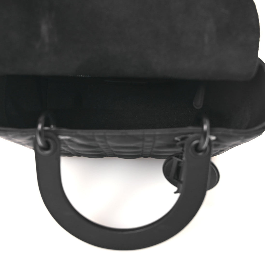 Ultra Matte Calfskin Cannage Medium Lady Dior Black