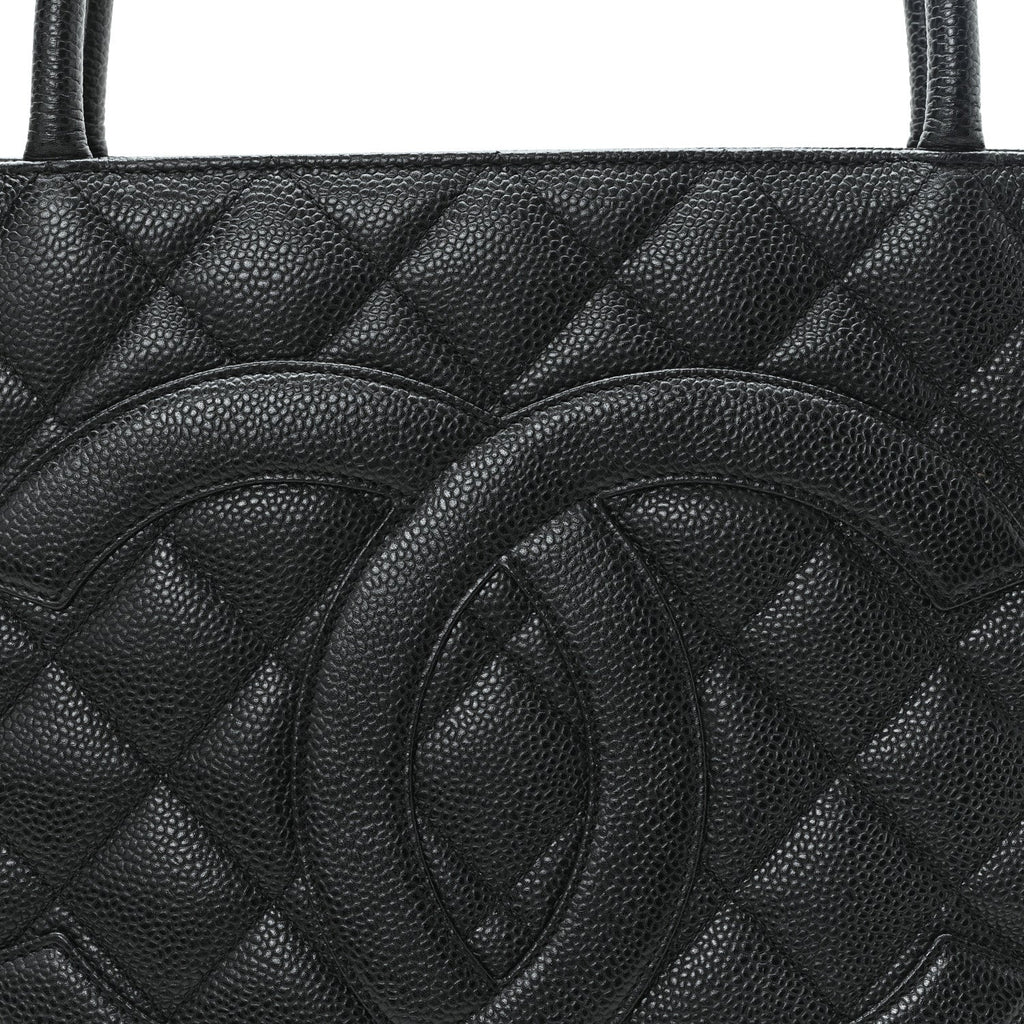 Caviar Quilted Medallion Tote Black