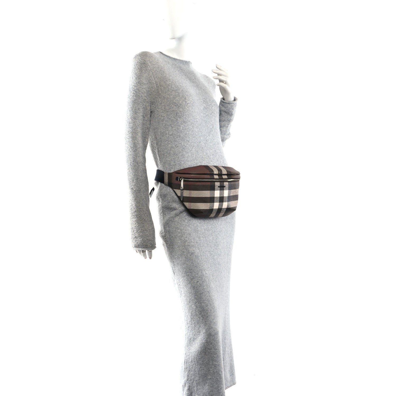 E-canvas Check Bum Bag Dark Birch Brown