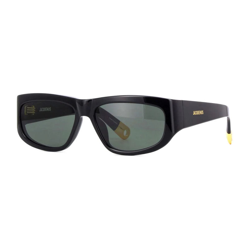 Jacquemus Sunglasses Square Full Rim, Shiny Black Frame and Grey Lens JAC/2C1