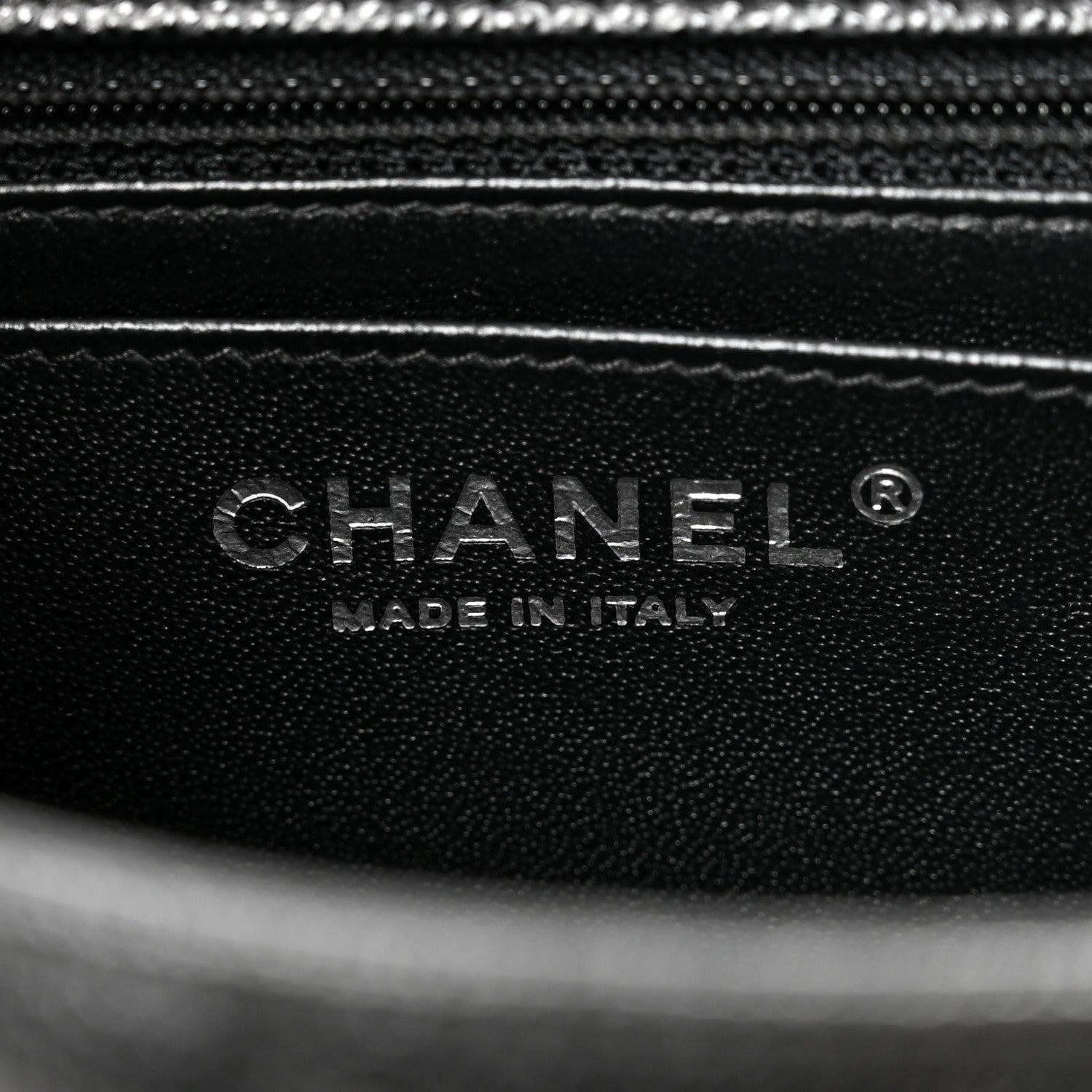 Caviar Chevron Quilted Mini Square Flap Black