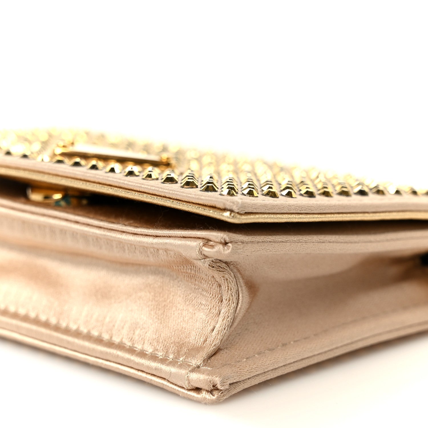 Satin Crystal Metal Triangle Logo Card Holder With Strap Platino