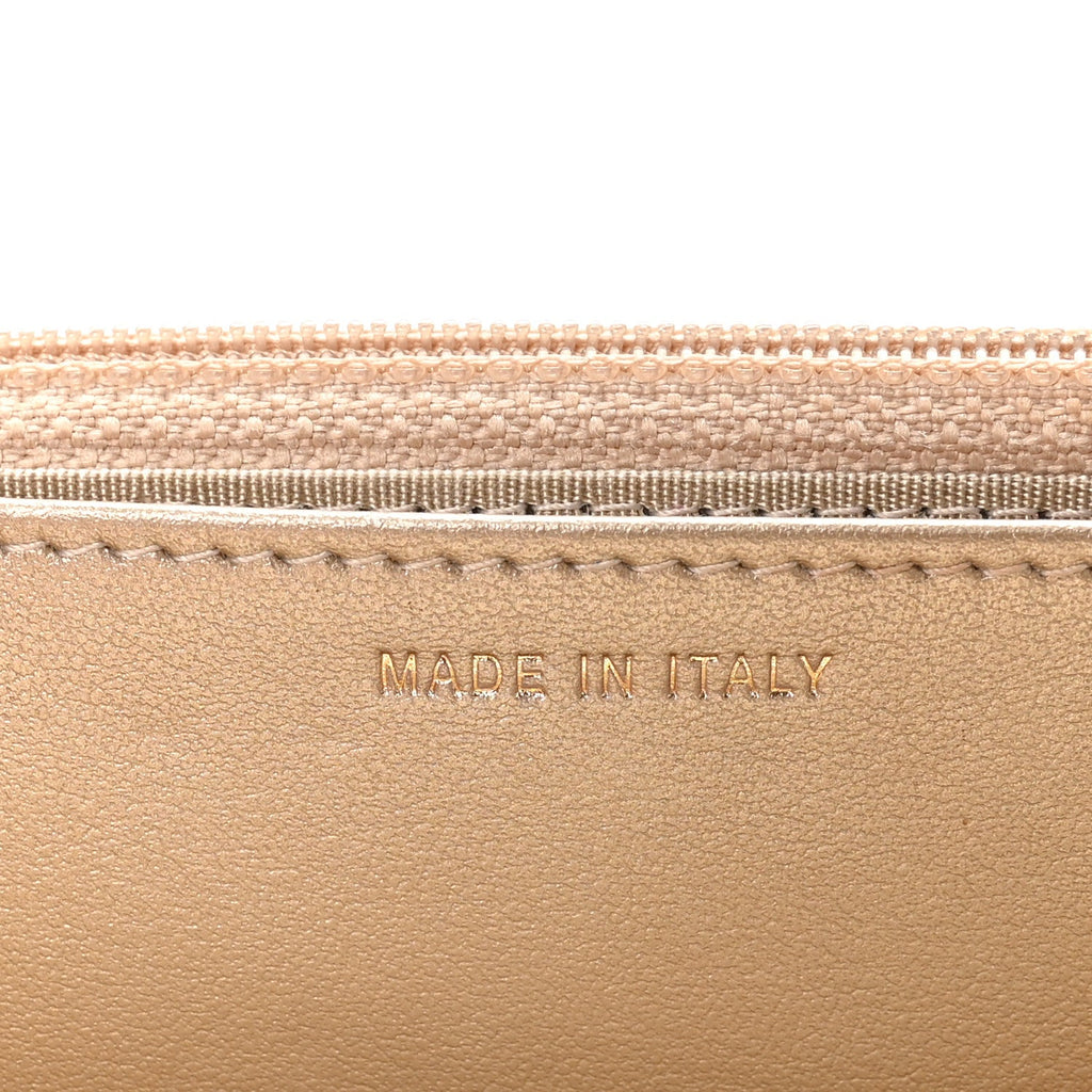 Metallic Lambskin Quilted Trendy CC Wallet On Chain WOC Gold