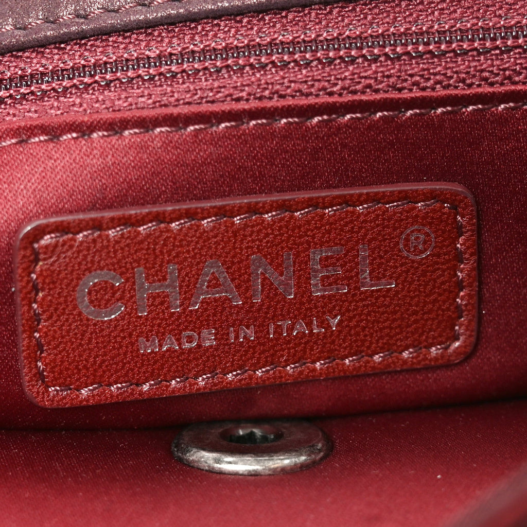 Sequin Embroidered Medium Flap Bordeaux