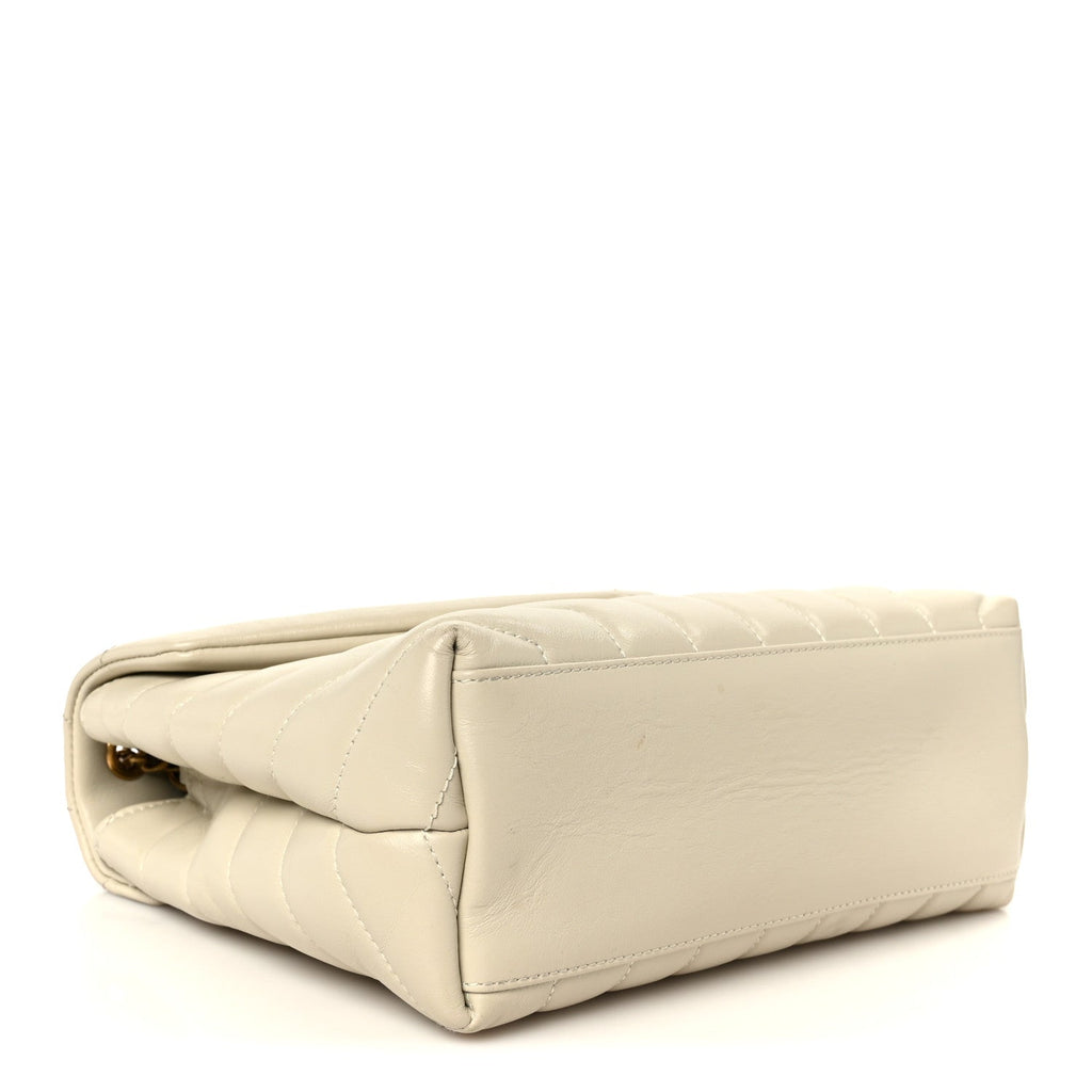Calfskin Y Quilted Monogram Small Loulou Chain Satchel Crema Soft