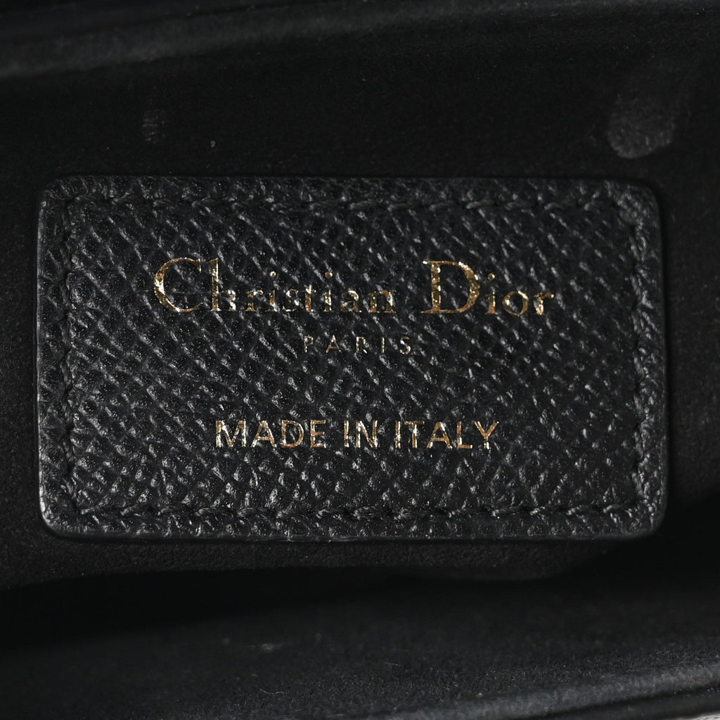 Grained Calfskin Mini Saddle Bag With Strap Black