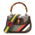 GG Supreme Monogram Studded Calfskin Centum Medium Bamboo 1947 Top Handle Bag Beige Ebony Multicolor