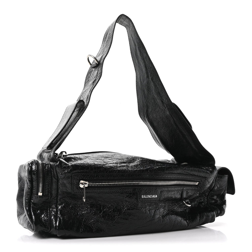 Agneau Arena Men's Superbusy Small Sling Zip Shoulder Bag Black