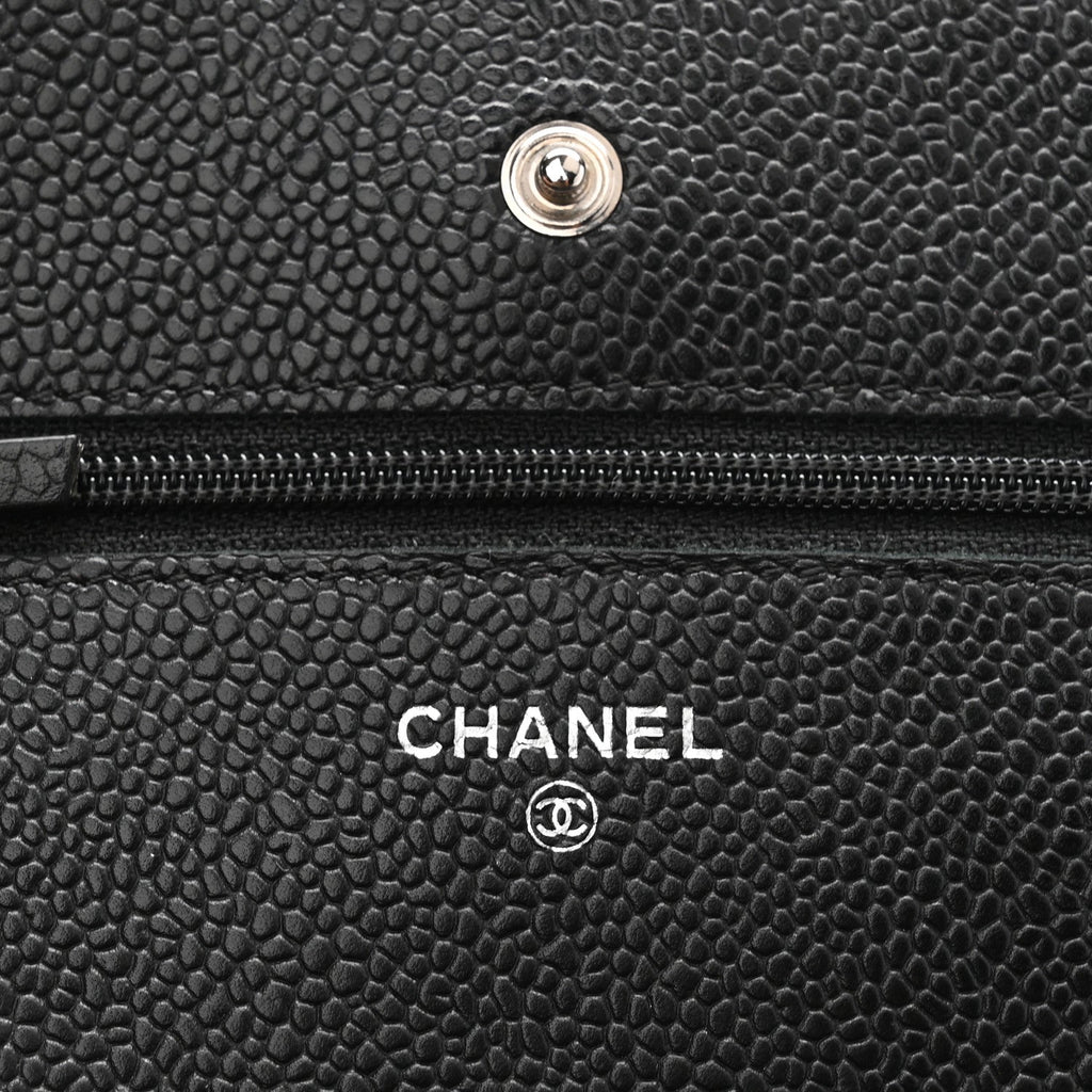 Caviar Quilted Wallet on Chain WOC Black