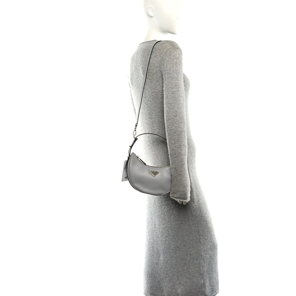 Soft Calfskin Arque Shoulder Bag Granito
