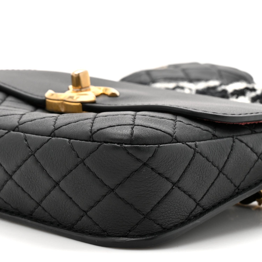 Calfskin Quilted Multi Pouching Flap And Coin Purse Black