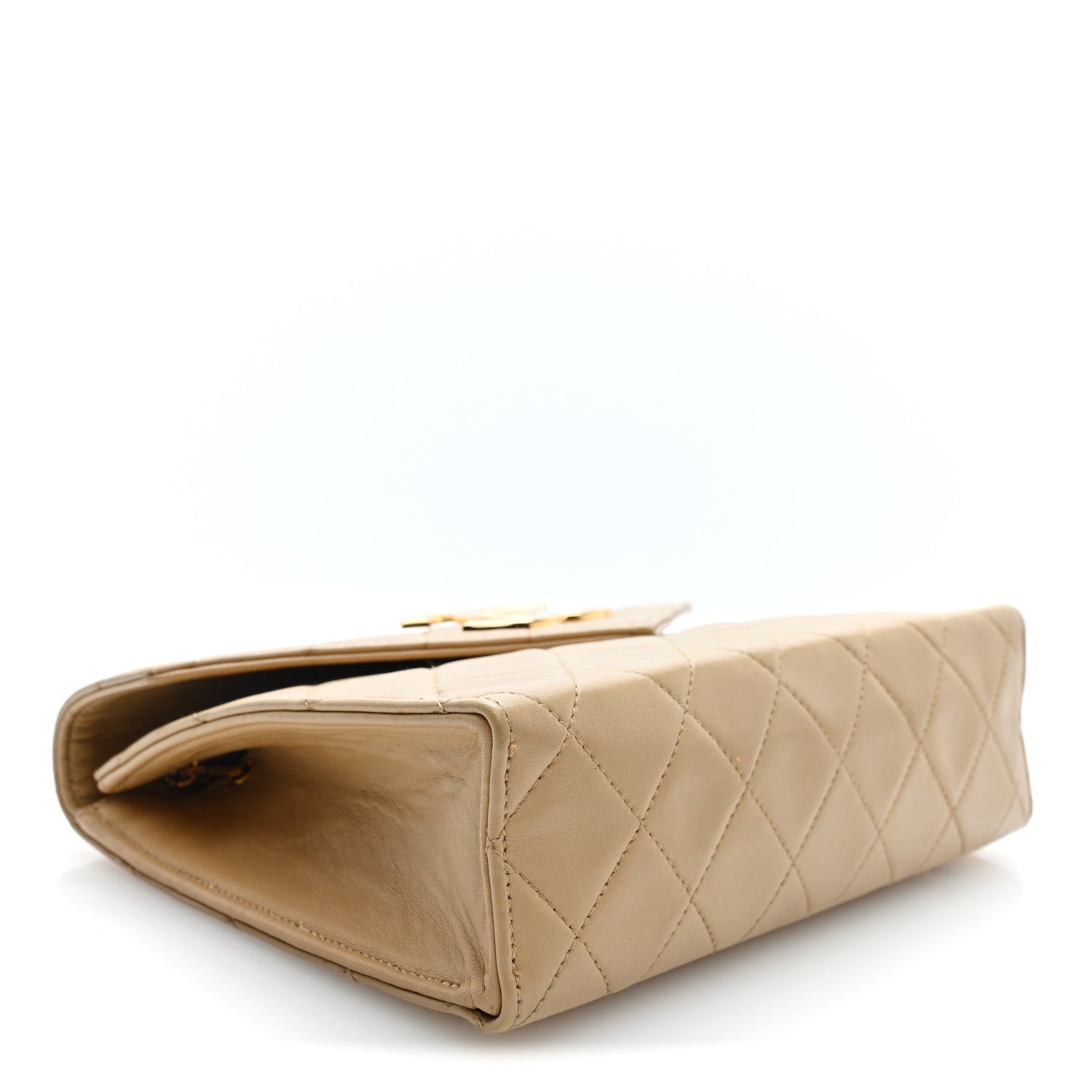 Lambskin Quilted Envelope Flap Beige