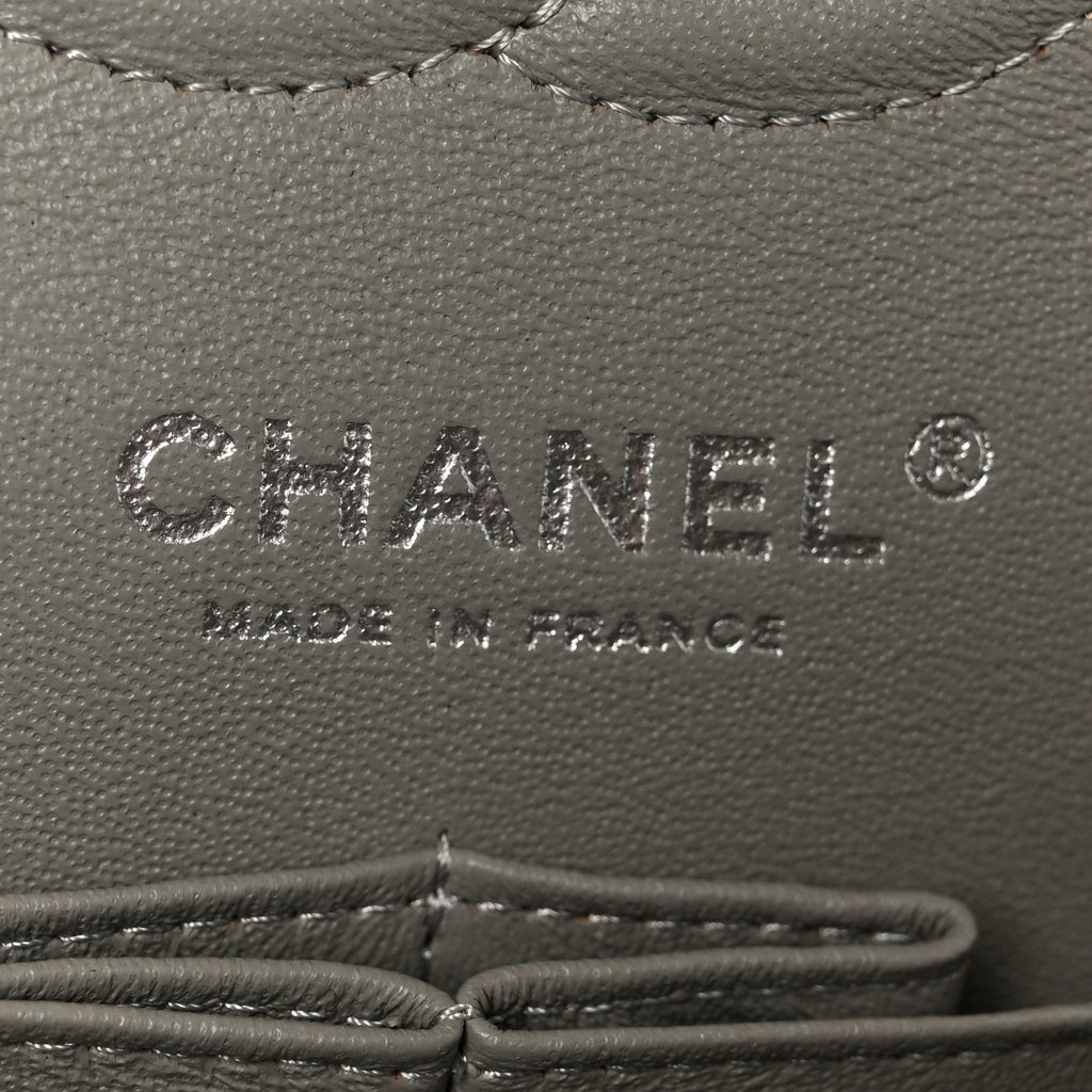 Lambskin Quilted Small Double Flap Grey