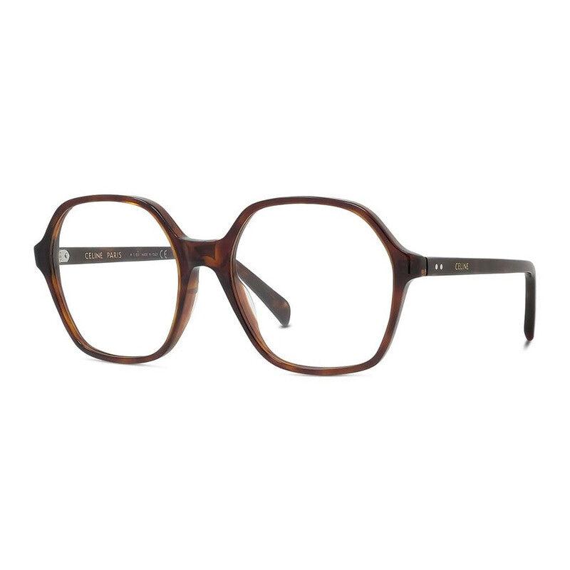 Celine Eyeglasses Geometric Full Rim, Red Havana Frame and Clear Demo Lenses Lens CL50089I054