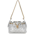 Metallic Aged Calfskin Quilted Mini Chanel 25 Handbag Silver