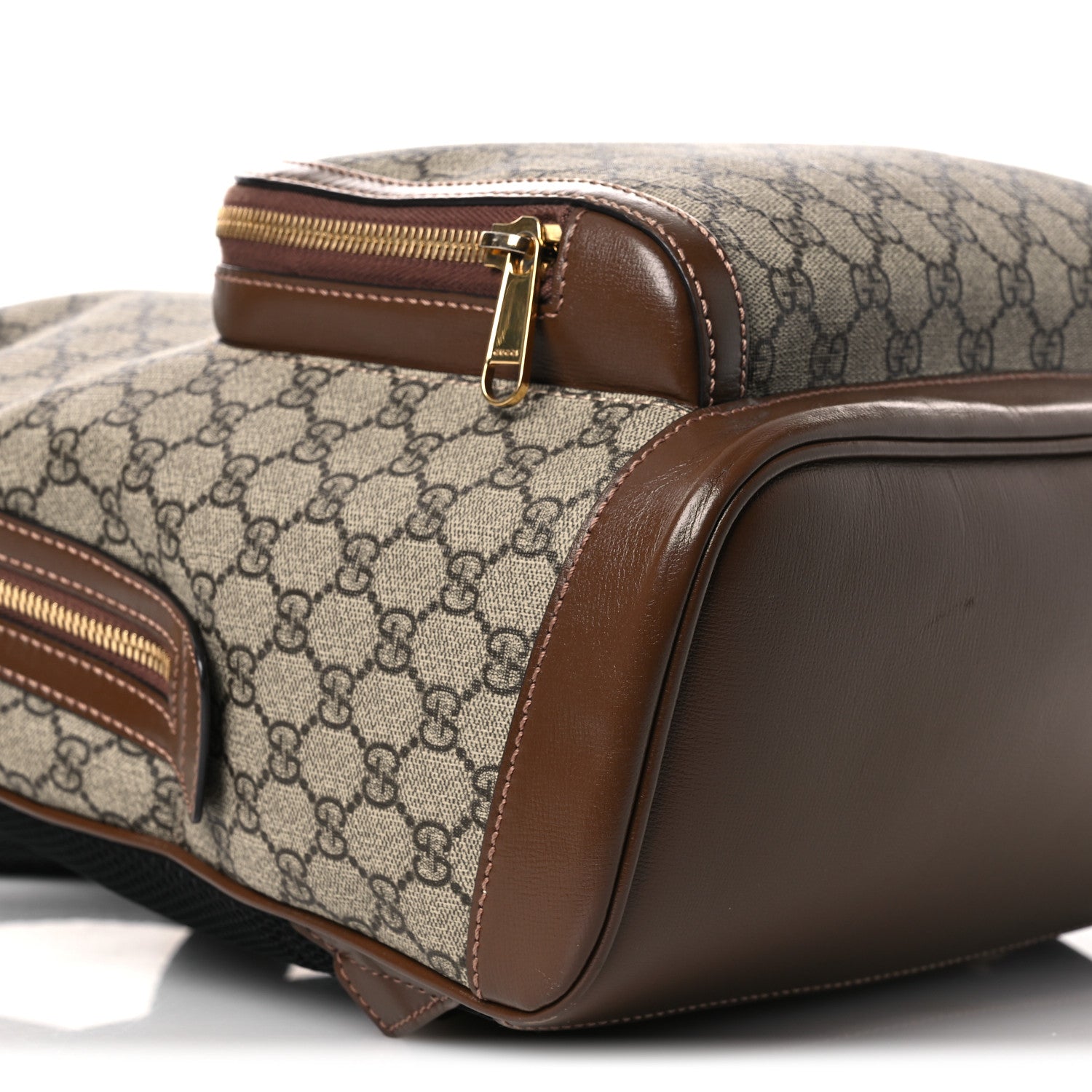 GG Supreme Monogram Textured Calfskin Retro Interlocking G Backpack Brown Beige