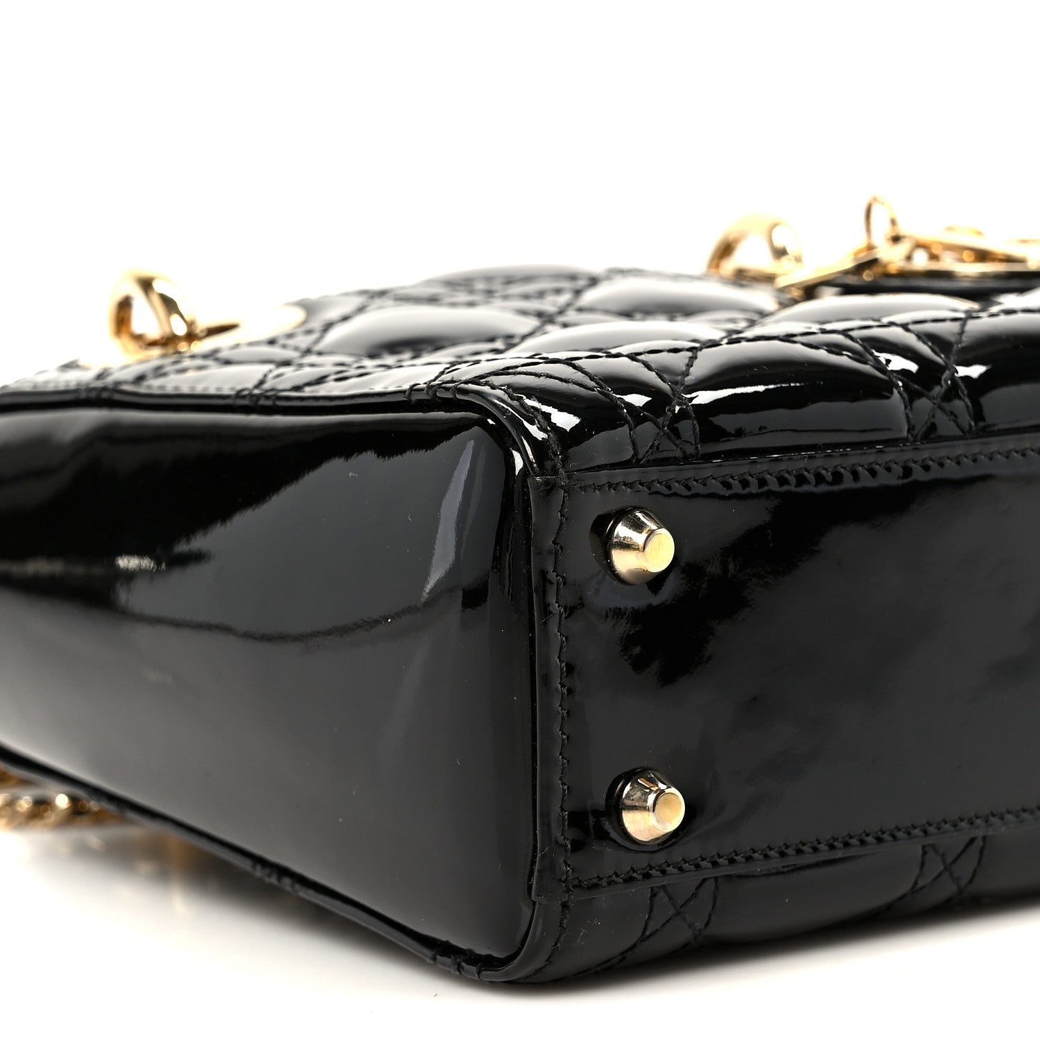 Patent Cannage Mini Lady Dior Black