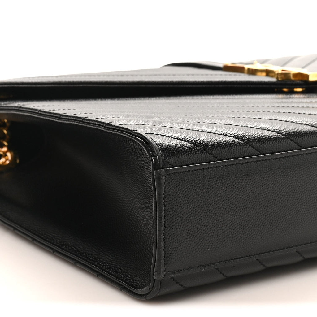 Grain De Poudre Matelasse Chevron Large Monogram Satchel Black