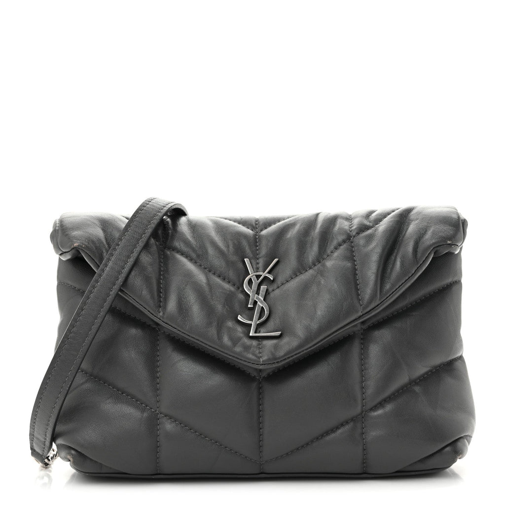 Lambskin Quilted Toy Loulou Puffer Monogram Chain Satchel Fog