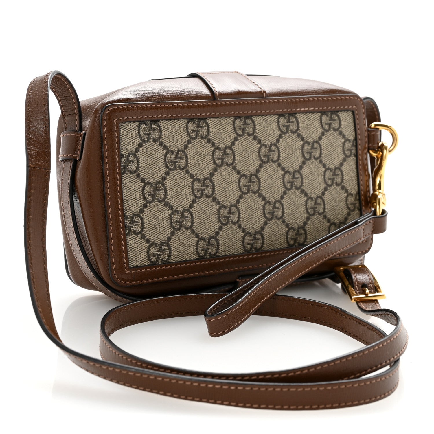 GG Supreme Monogram Mini Clasp Bag Beige Brown