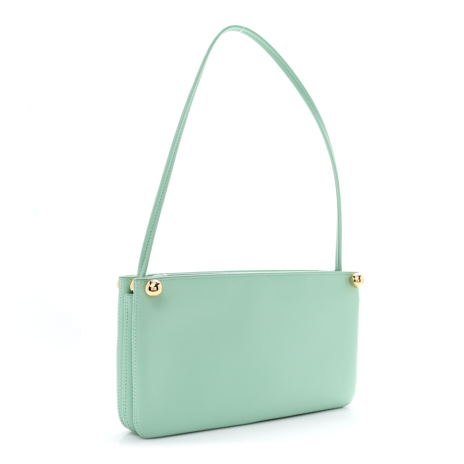 Calfskin Chick Studs Clutch Green Green