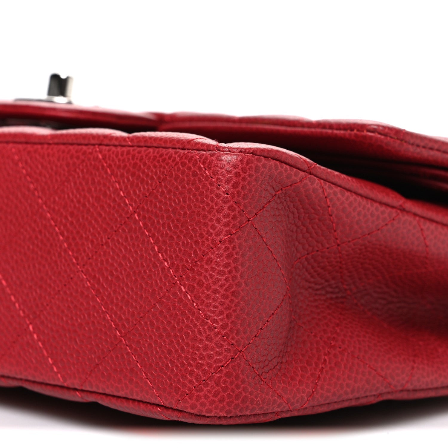 Caviar Quilted Medium Double Flap Dark Red