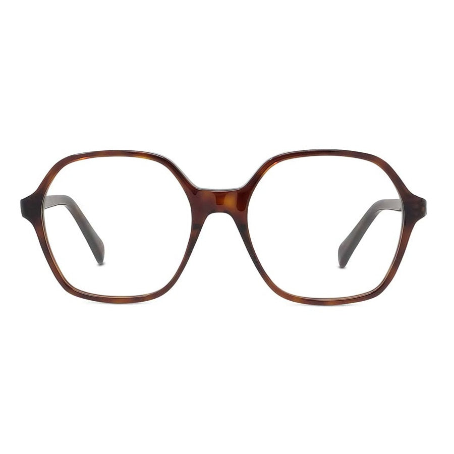 Celine Eyeglasses Geometric Full Rim, Red Havana Frame and Clear Demo Lenses Lens CL50089I054