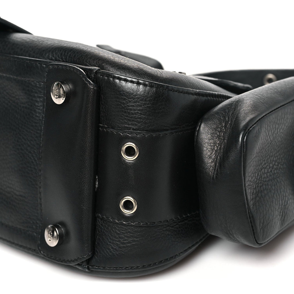 Canvas Calfskin Monogram Street Chic Columbus Ave Shoulder Bag Black