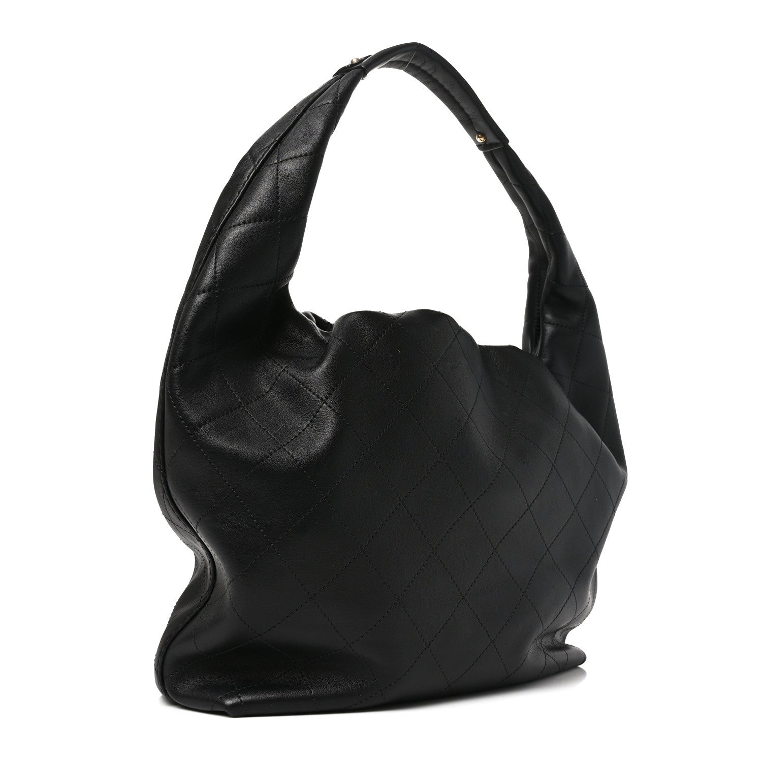 Calfskin Quilted Small Maxi Hobo Black