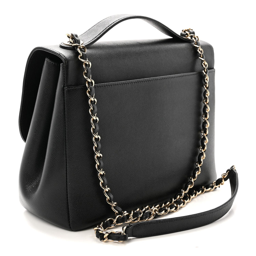 Caviar Quilted Large Business Affinity Flap Black